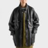 Antiqued Leather Caban Jacket