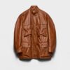 Antiqued Leather Caban Jacket