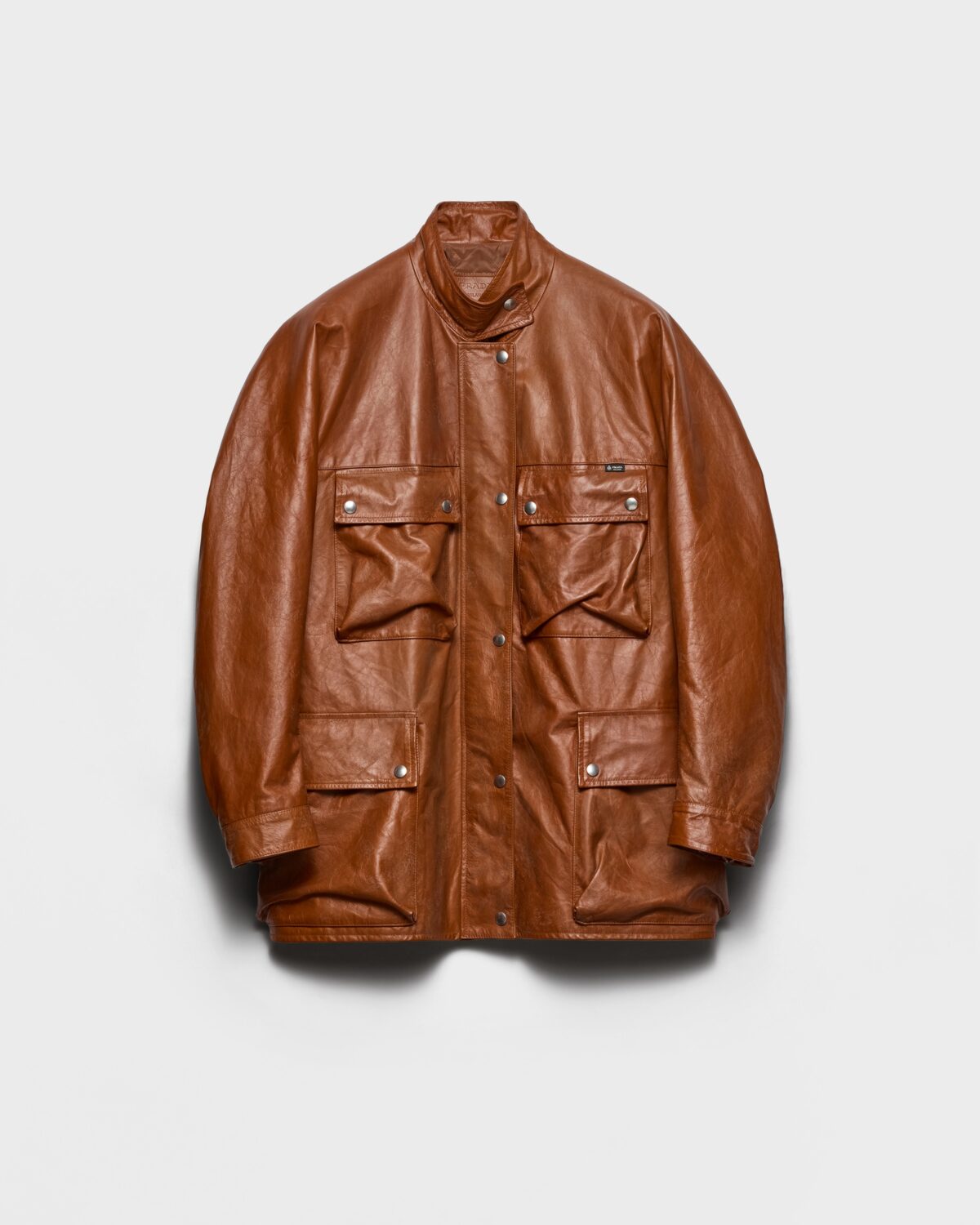Antiqued Leather Caban Jacket