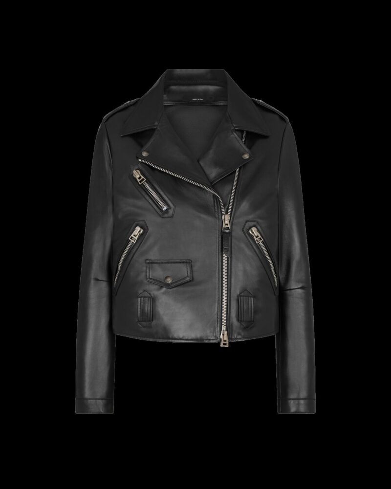 Asymmetric Leather Biker Jacket