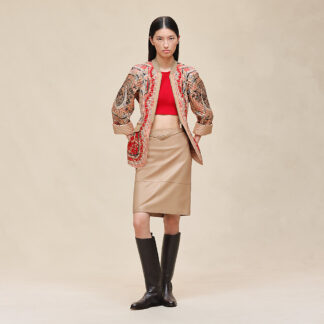 Aux Champs En Fleurs Raye Mixed Leather Mat Equestrian Jacket