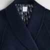 Belted Cropped Double-Breasted Peacoat Navy Blue Double-Faced Virgin Wool and Silk