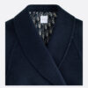 Belted Cropped Double-Breasted Peacoat Navy Blue Double-Faced Virgin Wool and Silk