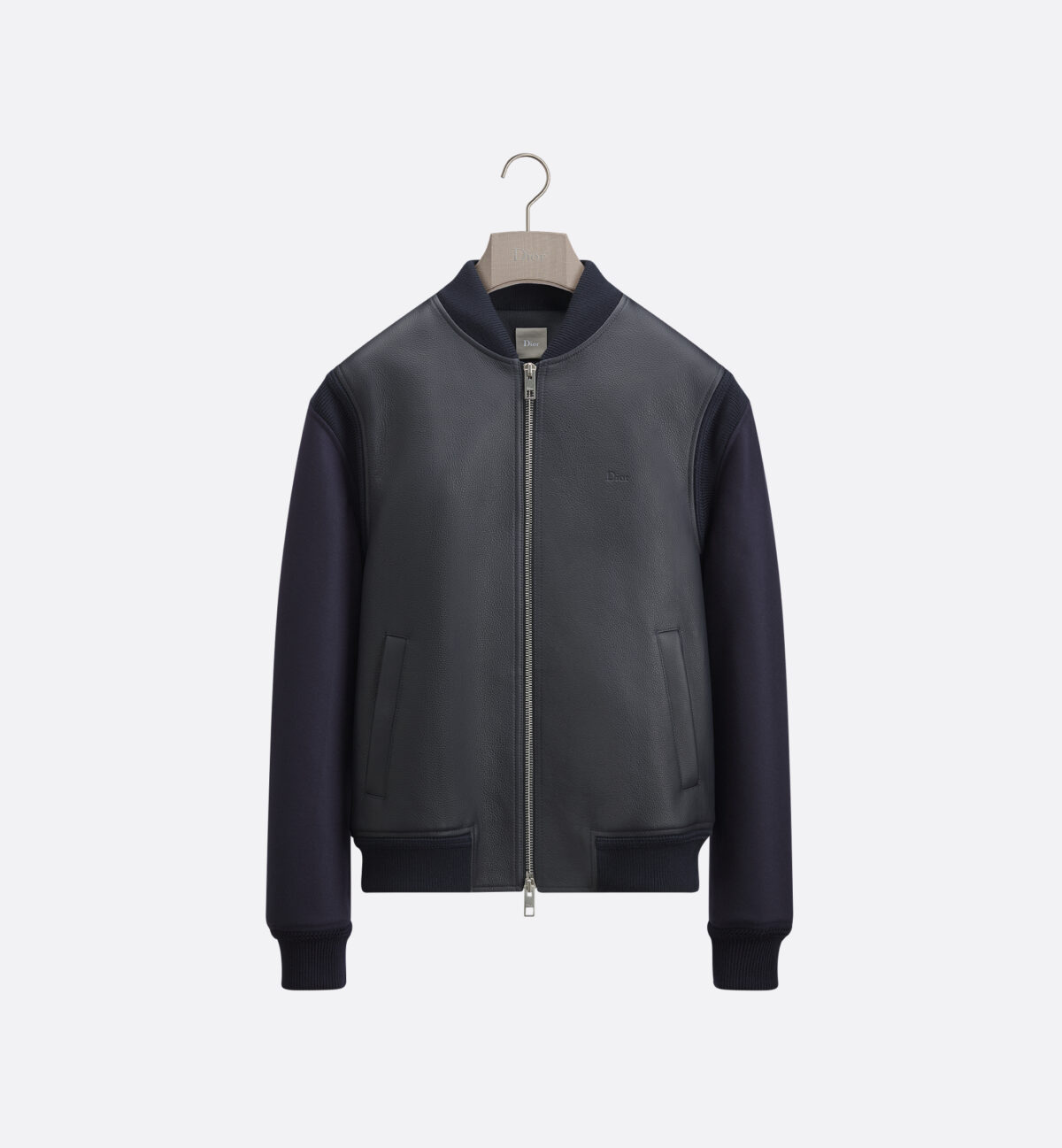 Blouson zippé Cuir de vachette bleu marine