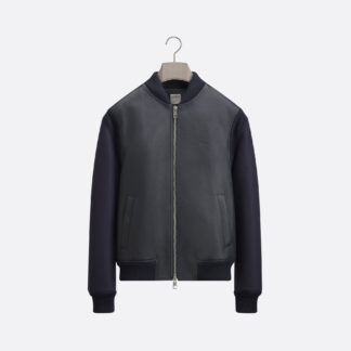 Blouson zippé Cuir de vachette bleu marine
