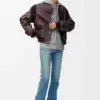 Bomber jacket in nappa lambskin Brown