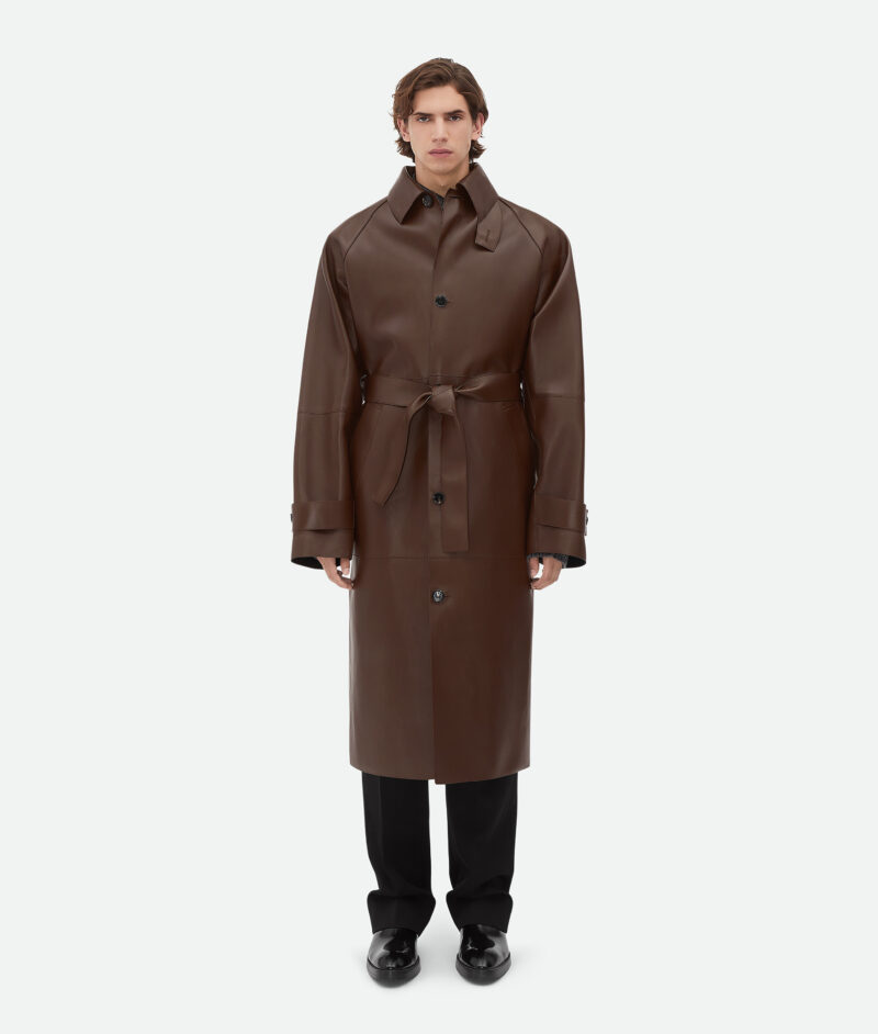 Bonded Leather Trench Coat Tobacco