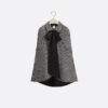 Cape with Tied Neckline Black and White Houndstooth Silk-Virgin-Wool Blend