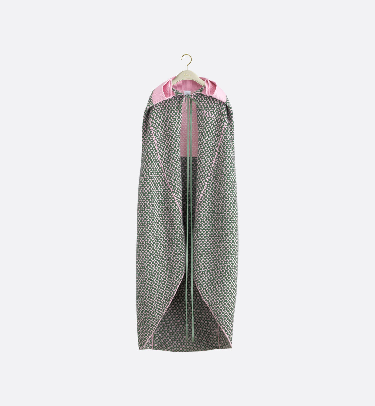 Cape Wool-Cashmere Jacquard with Pink and Green Motif