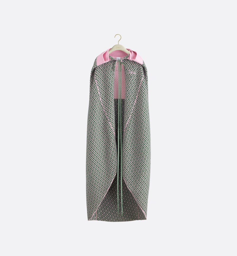 Cape Wool-Cashmere Jacquard with Pink and Green Motif