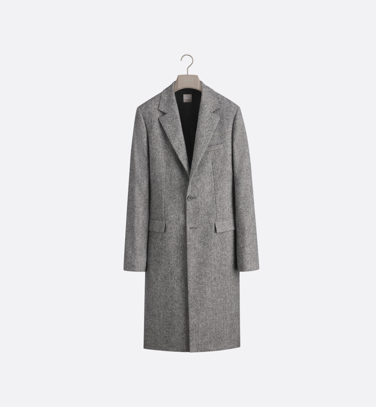 Classic Coat Gray Herringbone Virgin Wool