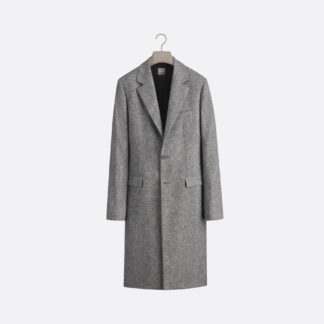 Classic Coat Gray Herringbone Virgin Wool