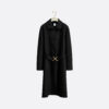 Coat with Belt Black Double-Faced Wool Blend