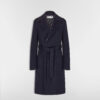 Coat with Belt Blue Double-Sided Virgin Wool