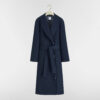 Coat with Belt Navy Blue Double-Faced Virgin Wool and Silk