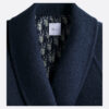 Coat with Belt Navy Blue Double-Faced Virgin Wool and Silk