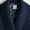 Coat with Belt Navy Blue Double-Faced Virgin Wool and Silk