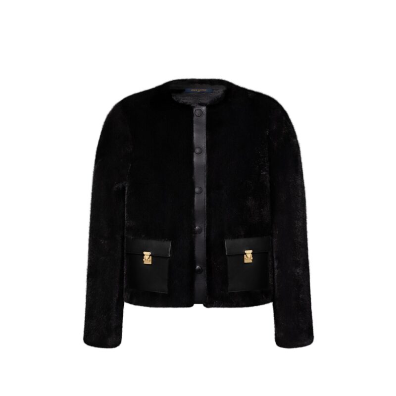 Collarless Mink Jacket W Lt Pockets