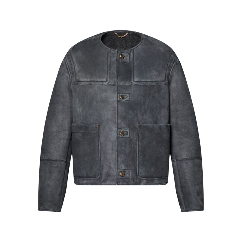 Collarless Shearling Jacket