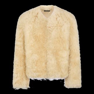 Collarless Shearling Jacket