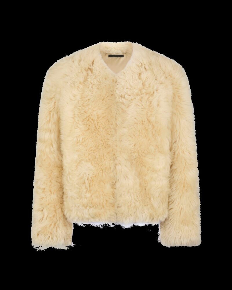 Collarless Shearling Jacket