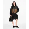 Color Blocked Leather Bomber Jacket