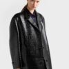 Croco Print Leather Coat