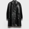 Croco Print Leather Coat
