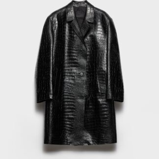 Croco Print Leather Coat