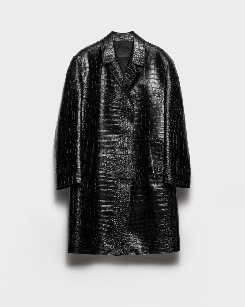 Croco Print Leather Coat