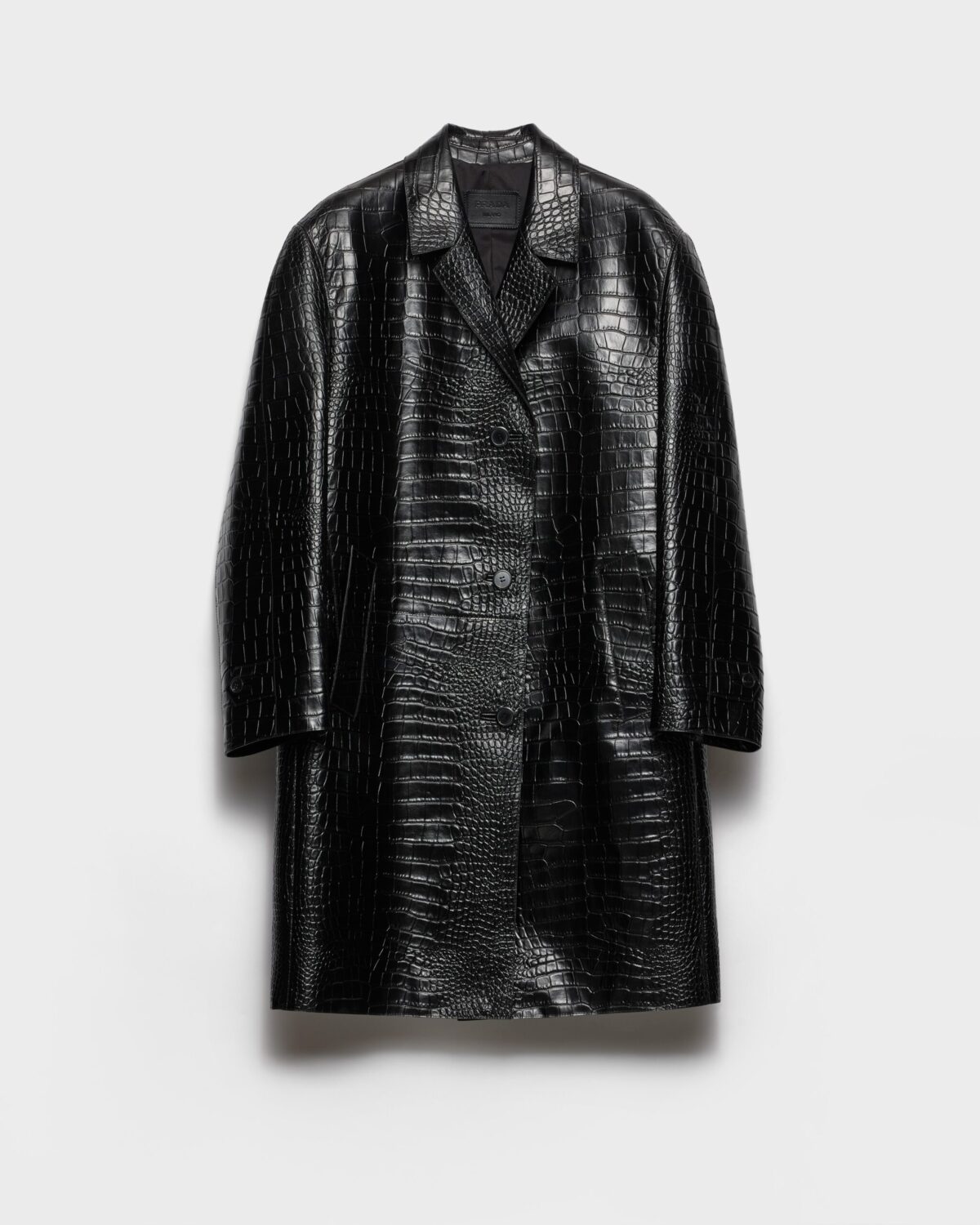 Croco Print Leather Coat