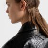 Croco Print Leather Coat