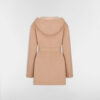 Cropped Coat with Hood and Belt Beige Double-Sided Virgin Wool and Silk