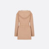 Cropped Coat with Hood and Belt Beige Double-Sided Virgin Wool and Silk