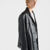 Double Breasted Nappa Leather Caban Jacket