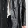 Double Breasted Nappa Leather Caban Jacket