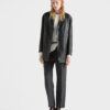 Double Breasted Nappa Leather Caban Jacket