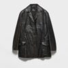 Double Breasted Nappa Leather Caban Jacket
