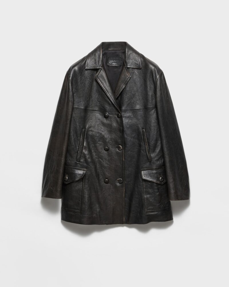 Double Breasted Nappa Leather Caban Jacket