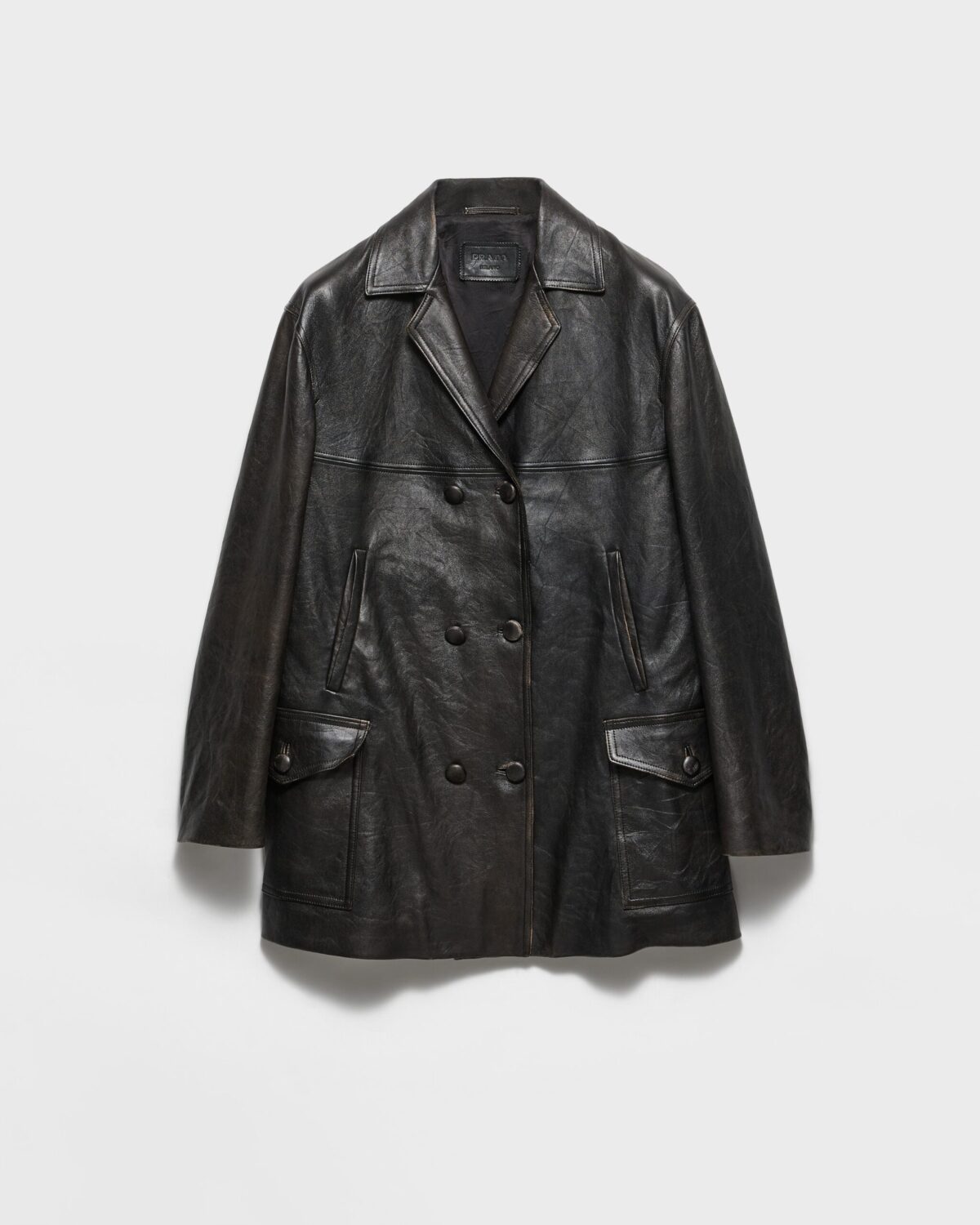 Double Breasted Nappa Leather Caban Jacket