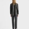 Double Breasted Nappa Leather Caban Jacket