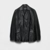 Double Breasted Nappa Leather Caban Jacket
