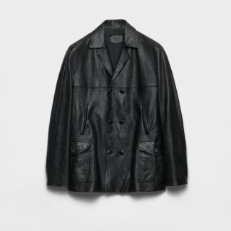 Double Breasted Nappa Leather Caban Jacket