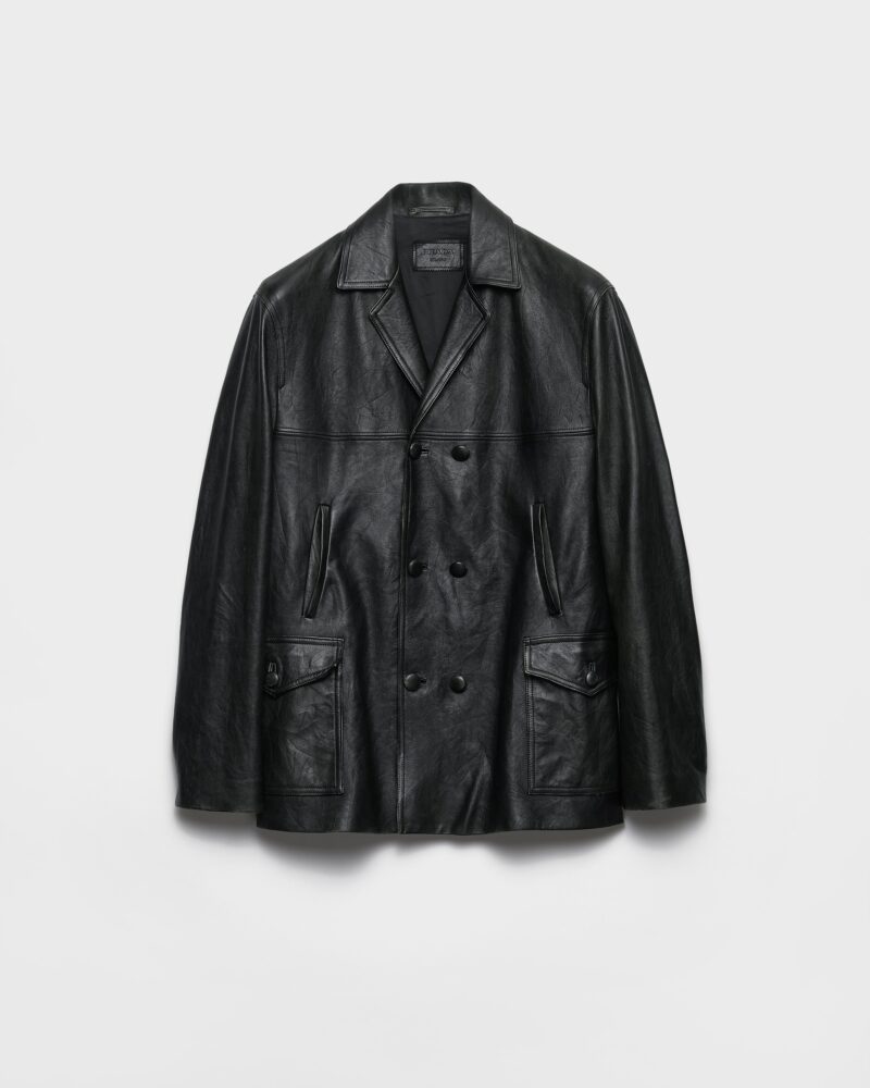 Double Breasted Nappa Leather Caban Jacket