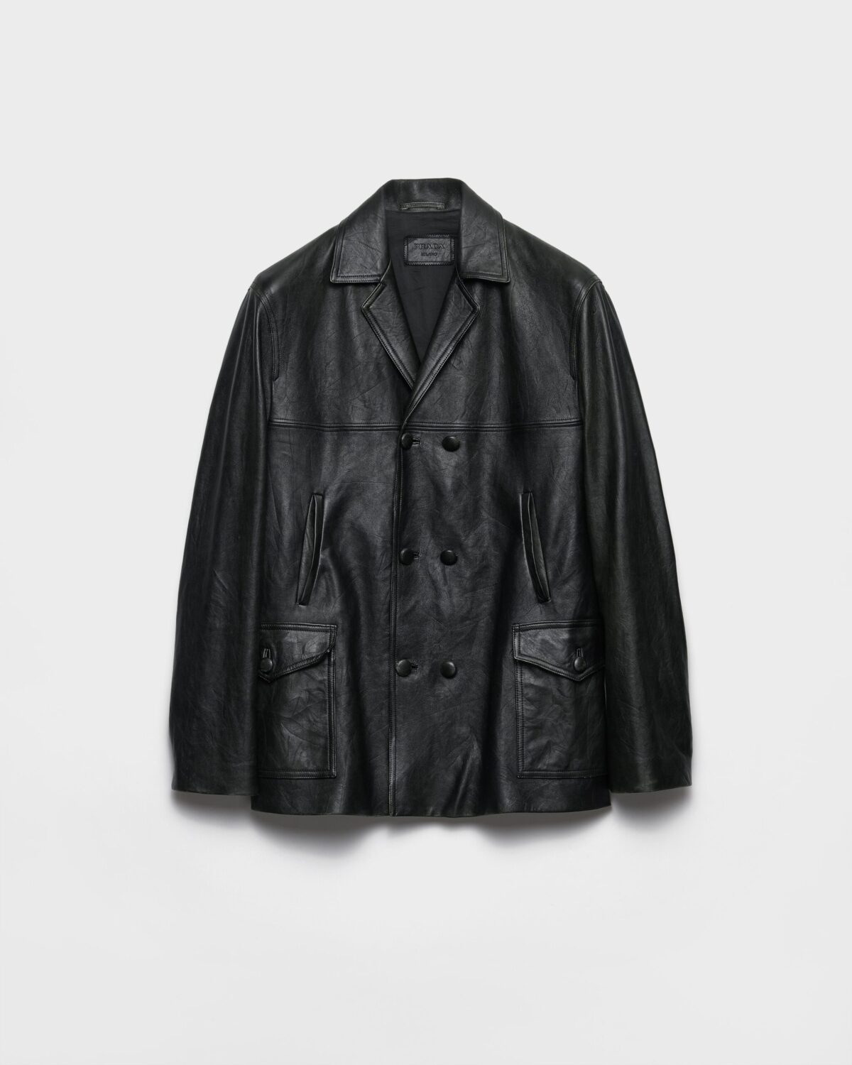 Double Breasted Nappa Leather Caban Jacket