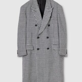 Double Breasted Prince Of Wales Wool Coat