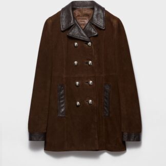 Double Breasted Suede Caban Jacket
