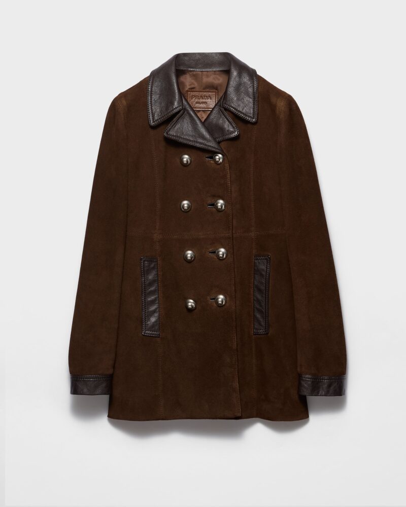 Double Breasted Suede Caban Jacket
