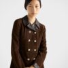 Double Breasted Suede Caban Jacket