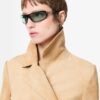 Double Breasted Suede Trench Coat With Self Belt